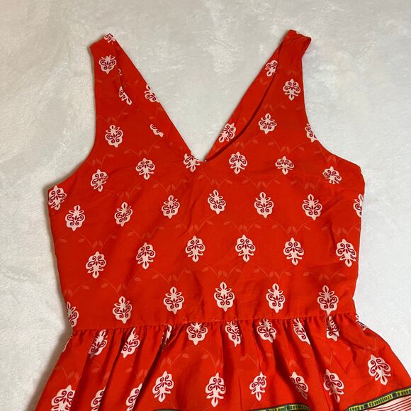 Women's Sleeveless V-Neck Fit and Flare Mini Dress Size XS Bohemian Colorful - Picture 3 of 10